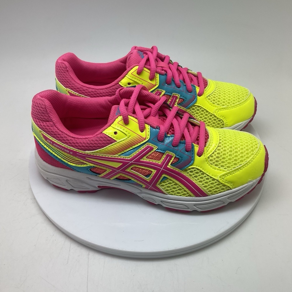 Asics Gel-Contend 3 Shoes Womens 6 Pink Yellow Athletic Road Running Gym C566N